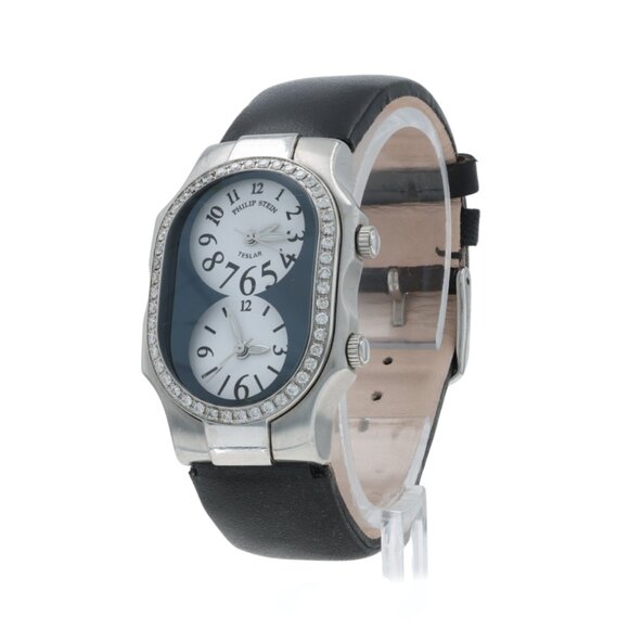 Philip Teslar Dual Time Zone Diamond Ladies Watch - Stainless Steel Quartz